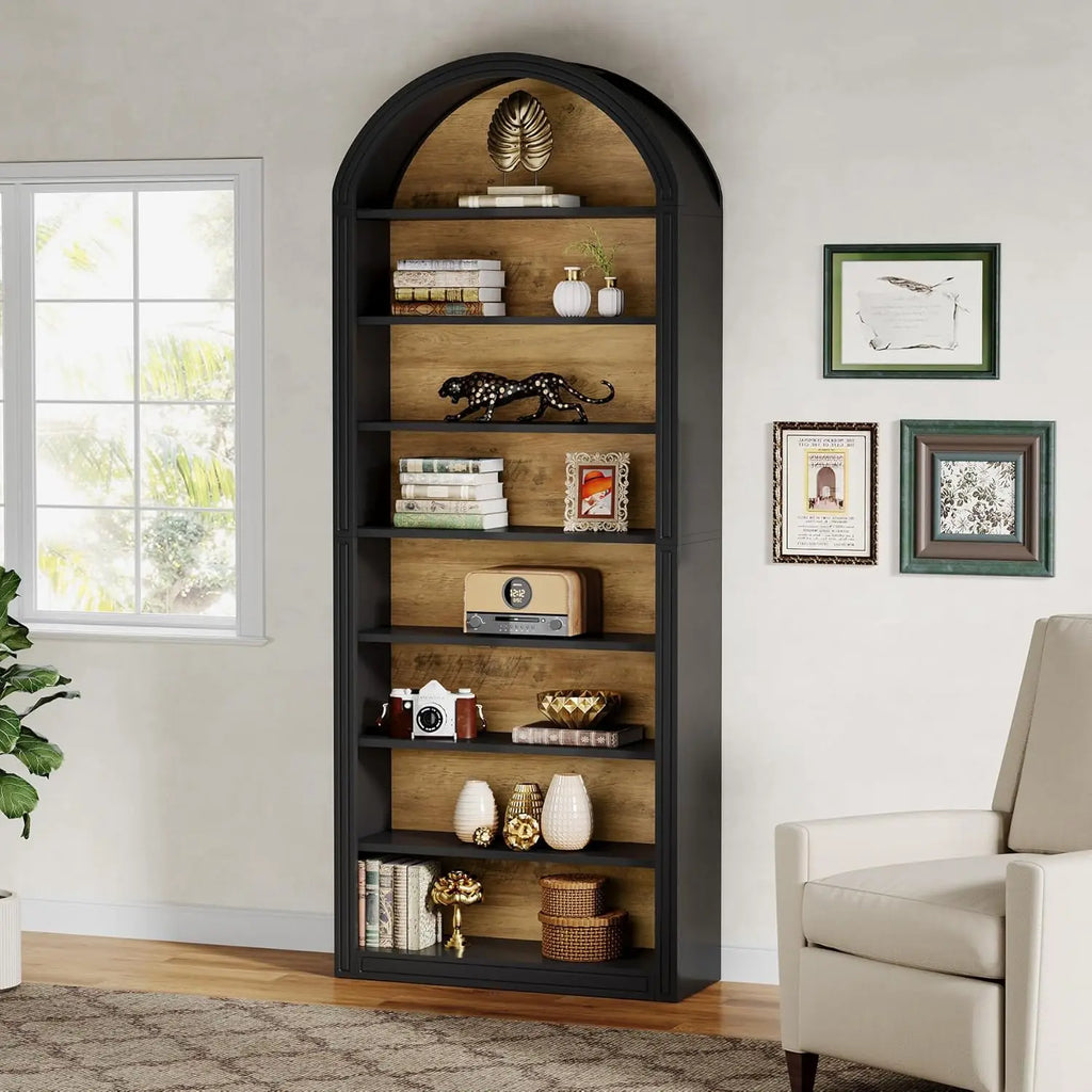 Modern Arched 8-Tier Bookcase – Floor Standing