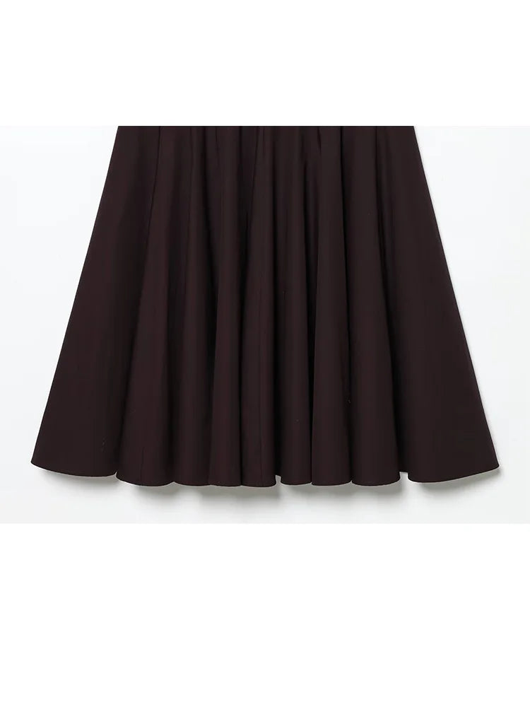 HH Summer Women Elegant Solid Pleated Dress Woman Holiday Party Ship-type Short Sleeved Stitching Side Zipper 2026 Midi Dress