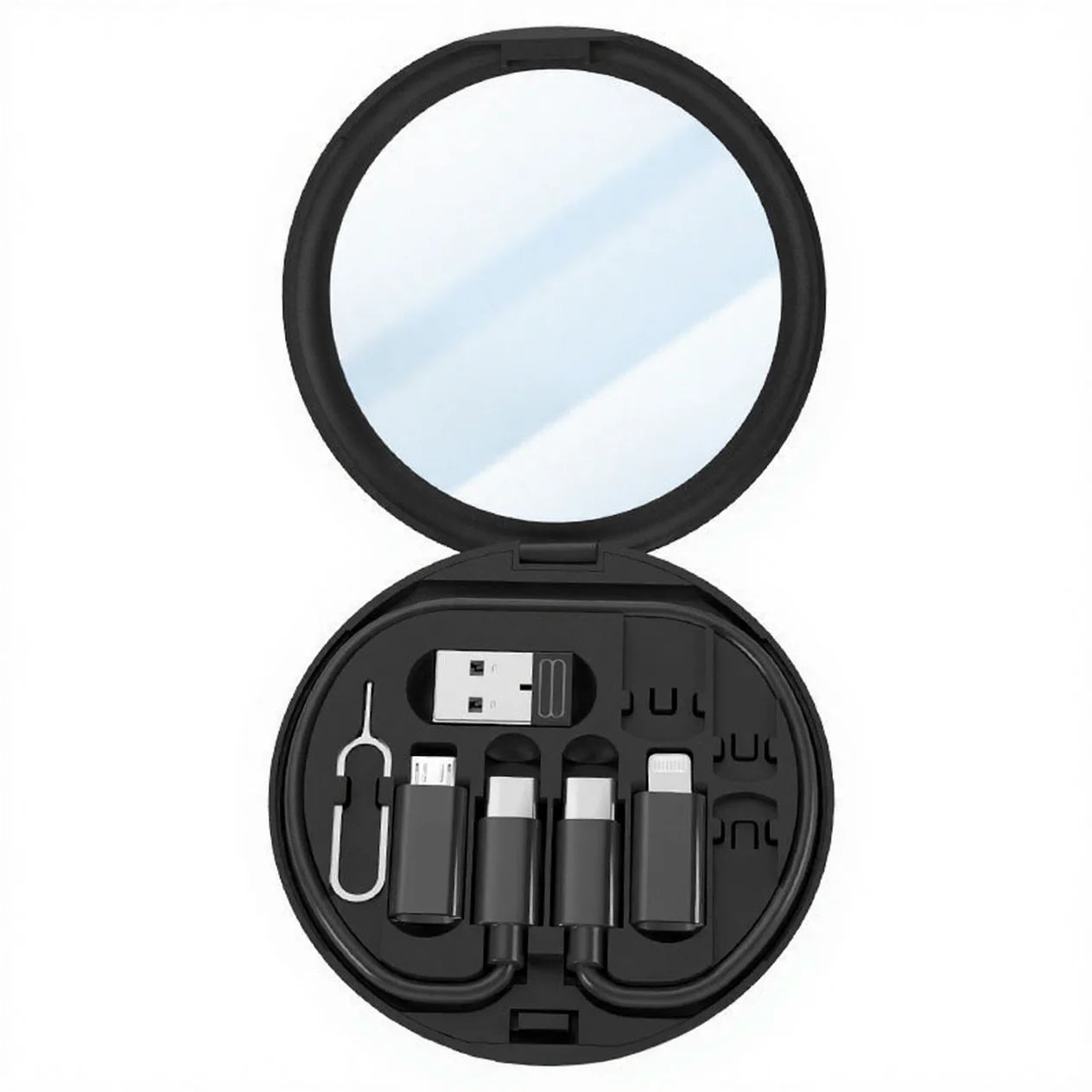 60W Multi 4-in-1 Fast Charging Data Cable Type-C USB-C Micro USB Lightning Charger Cord with Storage Box and Phone Holder