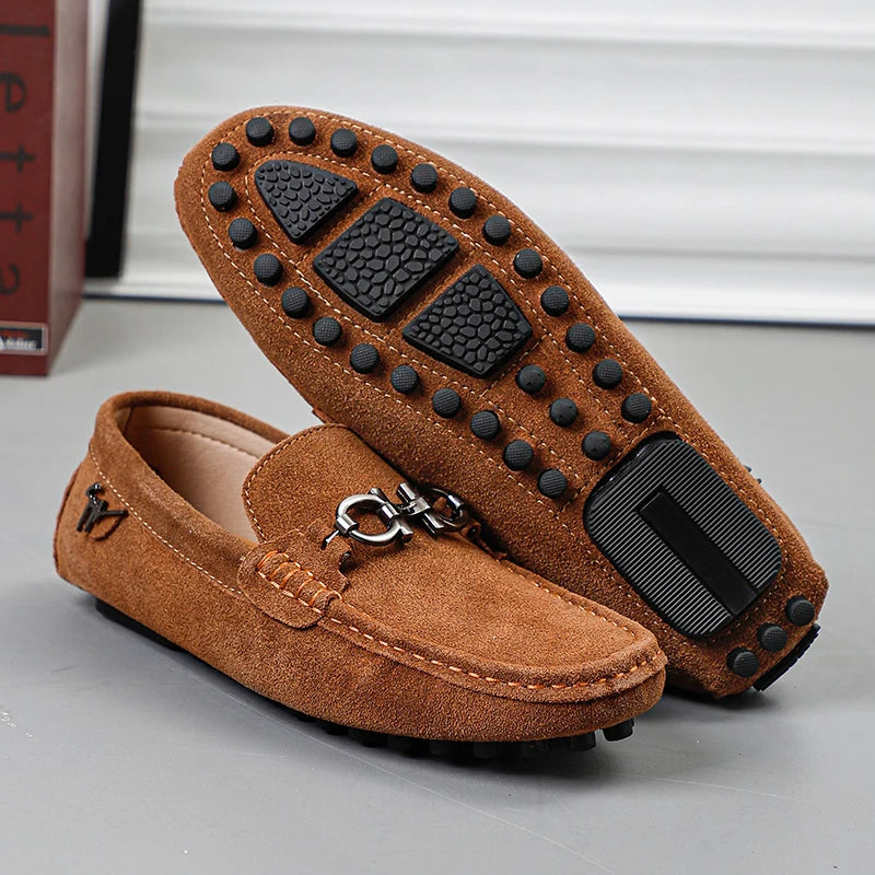 Handmade Suede Leather Men’s Slip-On Loafers