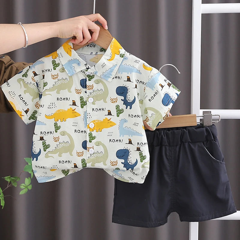Kids Summer Set – Cotton Cartoon Polo & Shorts (4-6Y)
