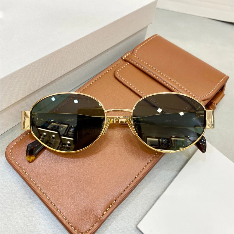 1PCS/2PCS/3PCS Metal Fashion Women's Sunglasses Luxury Brand Glasses Oval Frame Classic Colors