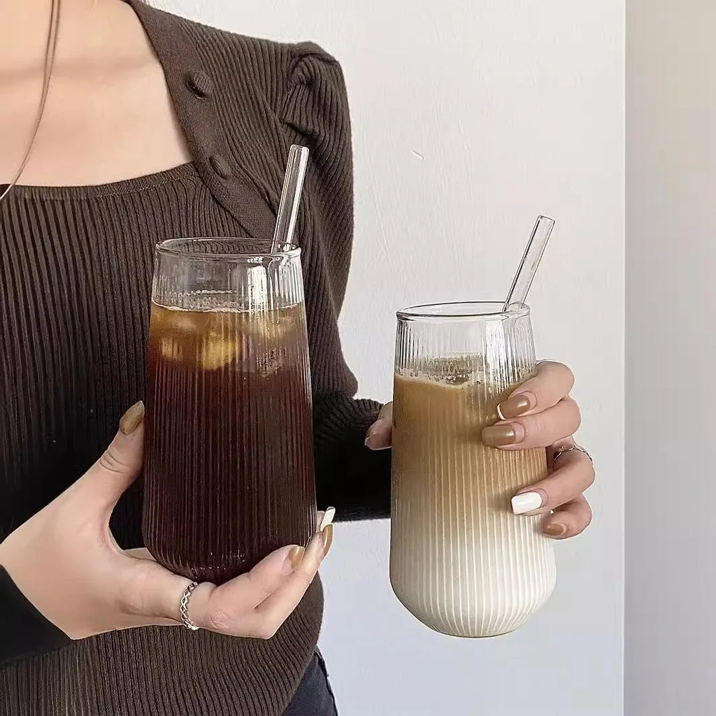 Striped Glass Drinking Cup