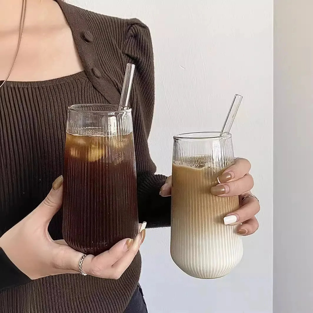 Striped Glass Drinking Cup