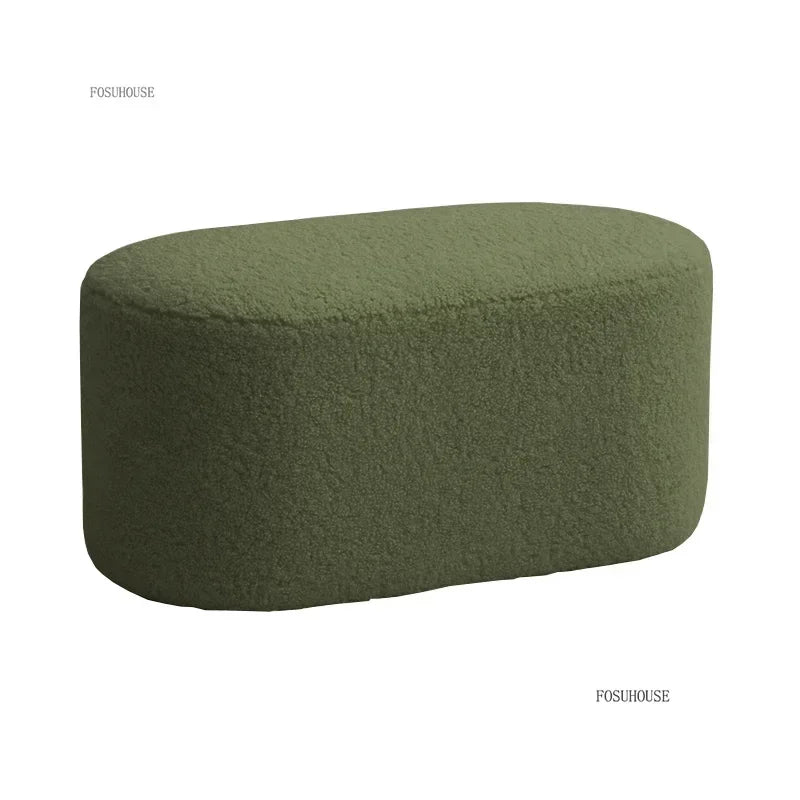 Modern Living Room Furniture Minimalist Shoe Changing Stool Nordic Lambswool Footrest Leisure Ottomans Designer Hallway Ottoman
