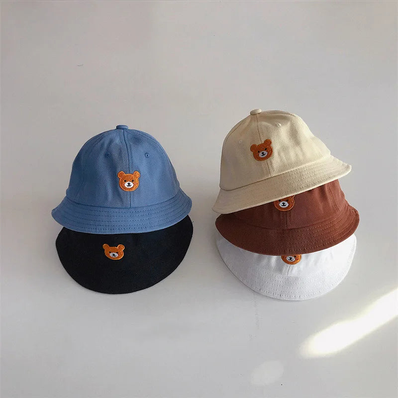 Korean Baby Bucket Hat – Cartoon Bear Sun Cap for Boys & Girls