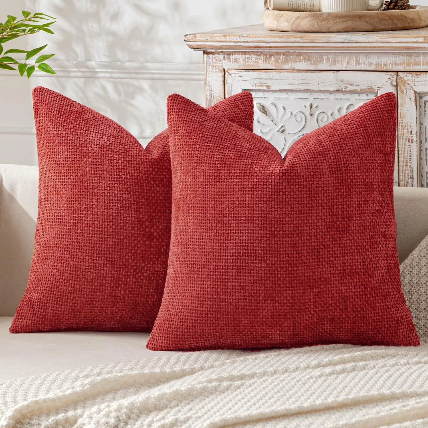 1pcs Chenille Throw Pillow Cover Soft Solid Color Cushion Case with Cross Woven Design Decorative Pillowcase Sofa Bed Home Decor