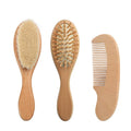 Baby Wooden Hairbrush & Comb – Newborn Soft Wool Massage Brush