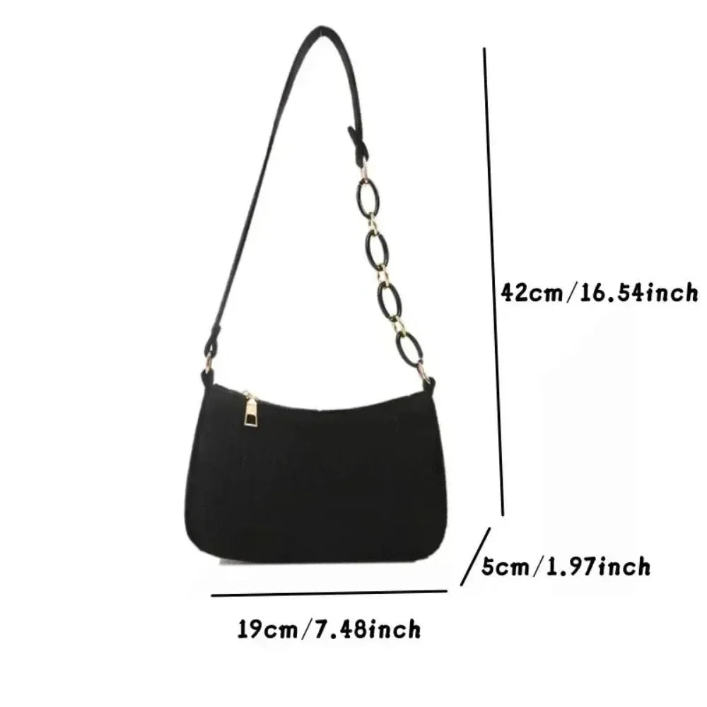 Luxury Crescent Shoulder Tote Bag for Women – Elegant Felt Design Underarm Handbag, Small Square Fashion Purse