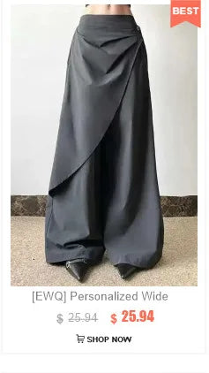 [EWQ] Elegant Solid Color Mid-Length All Match Skirt For Women 2026 Spring Summer Loose High Waist A-Line Pleated Skirts 16O9169