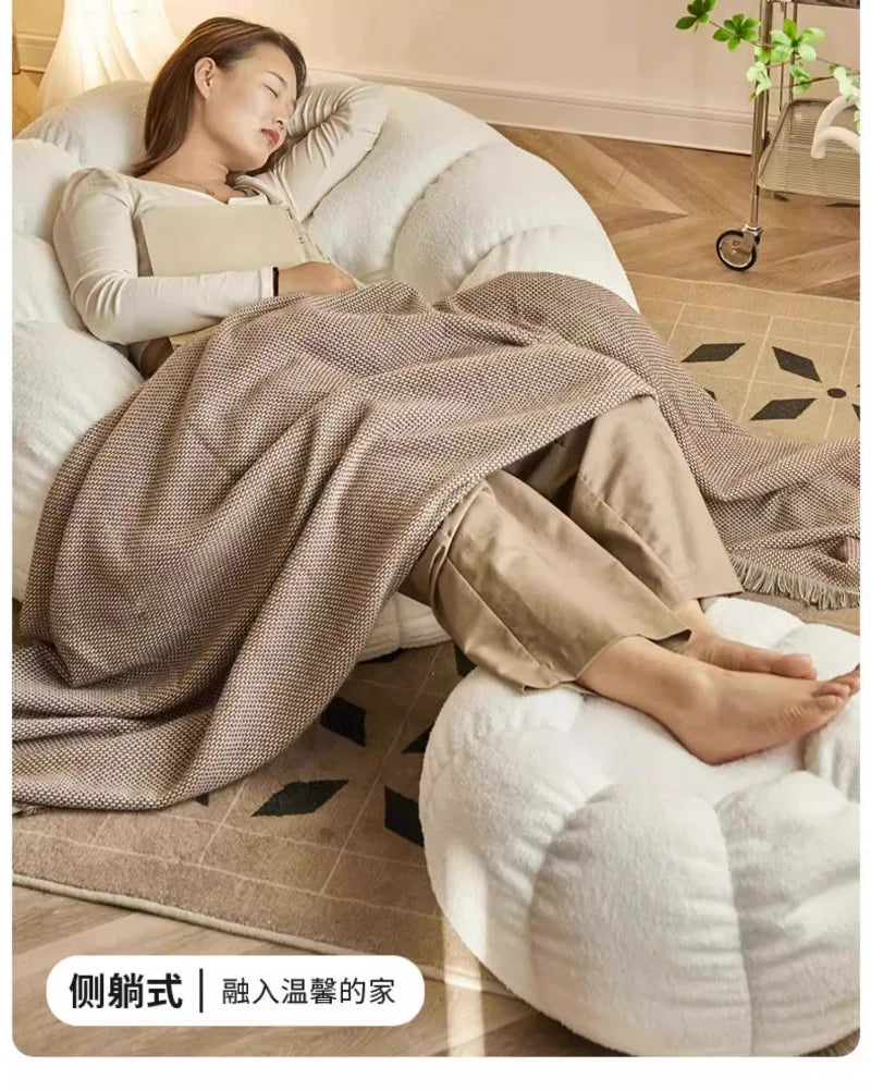 Lazy Pumpkin Sofa Nordic Style Single Sofa Chair EPS Particle Filling Soft Comfortable Home Living Room Balcony Bedroom Sofa Set