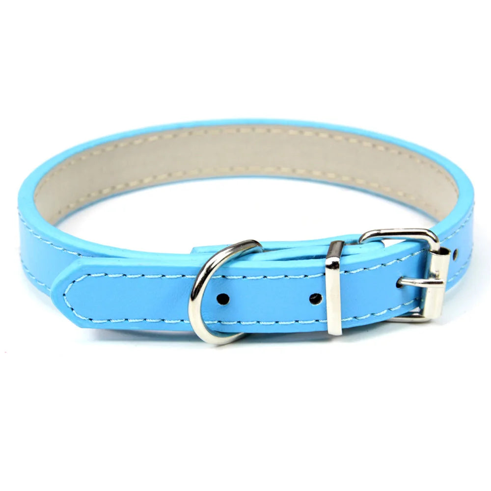 Soft Leather Adjustable Pet Collar (Dog & Cat)