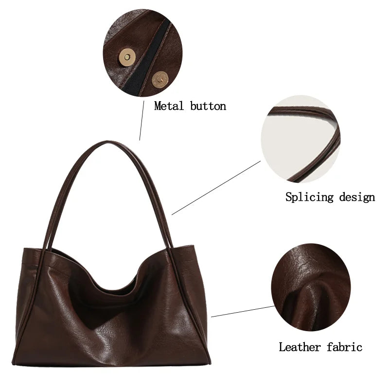 Women’s Simple Large-Capacity Shoulder Bag – Waterproof Tote for Daily Commuting