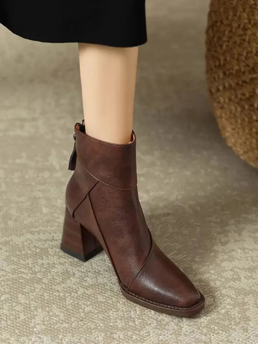 2025 New Chelsea Boots Women Shoes Chunky Ankle Goth Mid Heels Brand Winter Fashion Pointed Toe Boots Motorcycle Botas Femme