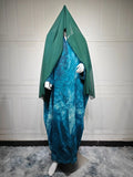 Women Muslim Abaya with Scarf Set DressRamadan Eid Print Cardigan Arab Long Robe Morocco Dubai Kaftan Islam Vestidos Jalabiya