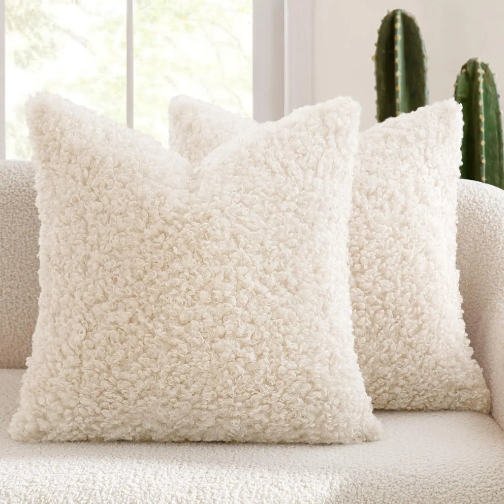 Lamb Fleece Pillow Cover Plush Teddy Curly Thickened Pillowcase Soft Modern Minimalist Nordic Sofa Cushion Case Cozy Home Decor