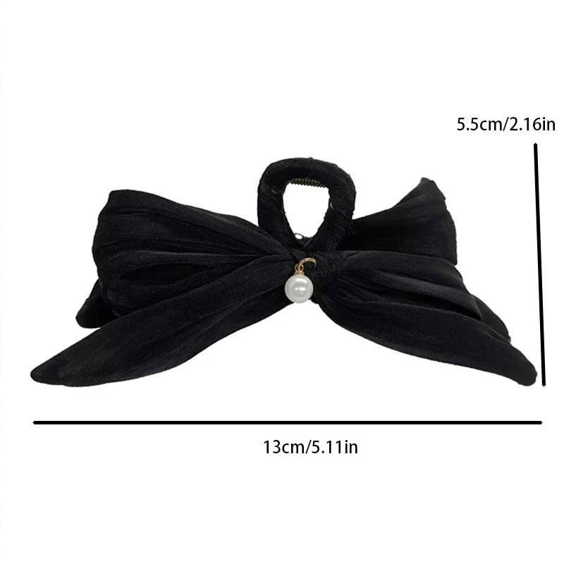 Mesh Bow Hair Clip for Woman Elegant Temperament Large Shark Clip Fashion Girl Ponytail Hair Clamp