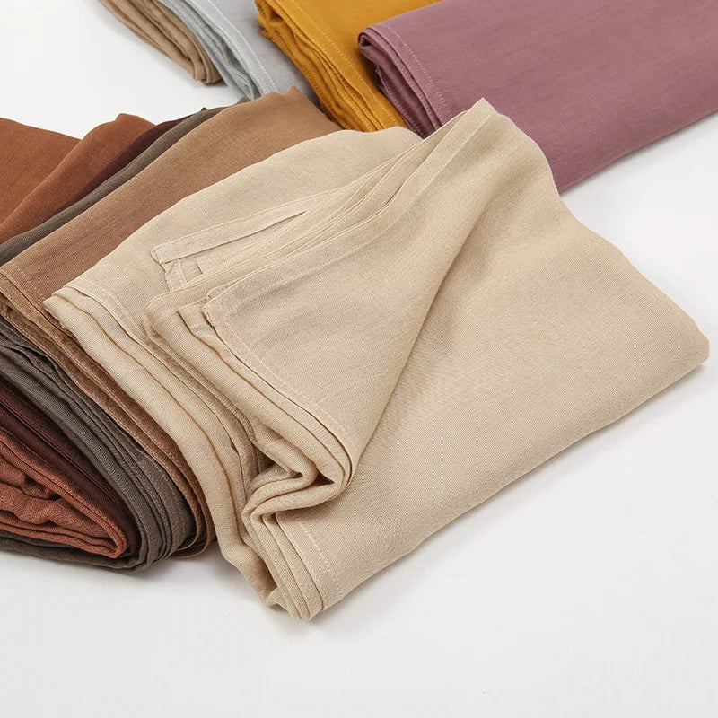 Solid Cotton Rayon Modal Hijab Scarf Women Big Size Muslim Headscarf Wraps Shawl Femme Musulman Headband Islamic Turban 190*85cm