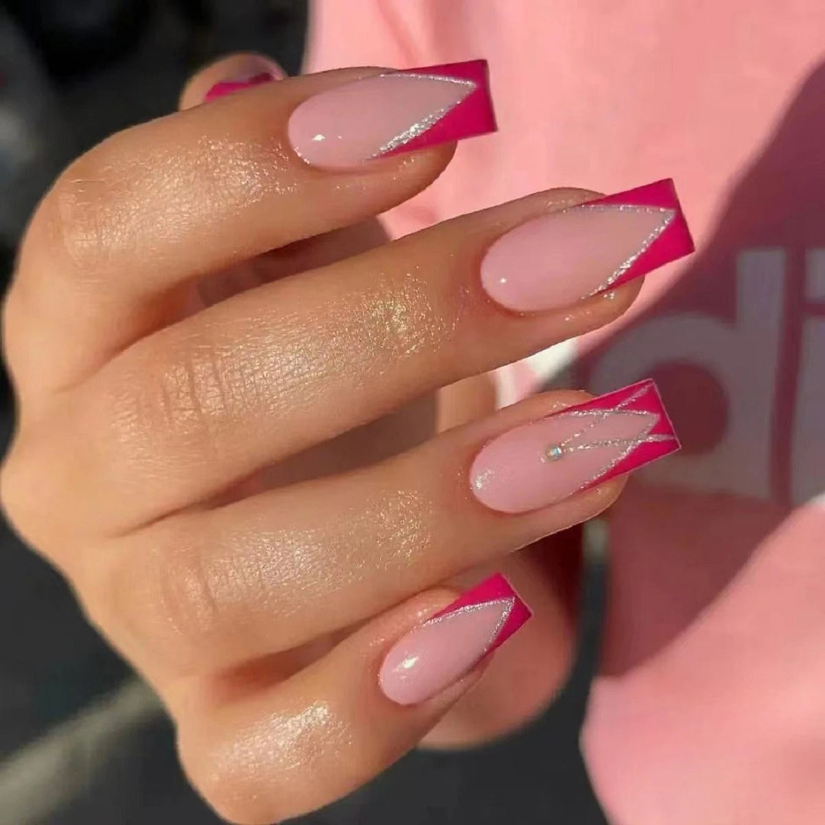 24Pcs French Tip Handmade Press On Nails Minimalist Solid Color Fake Nails Medium Square Full Cover Press On Nail Tips With Glue
