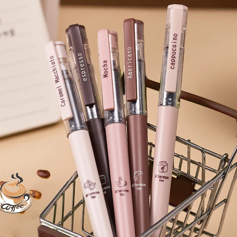 6pcs Afternoon Tea Gel Pens – 0.5mm Black Ink