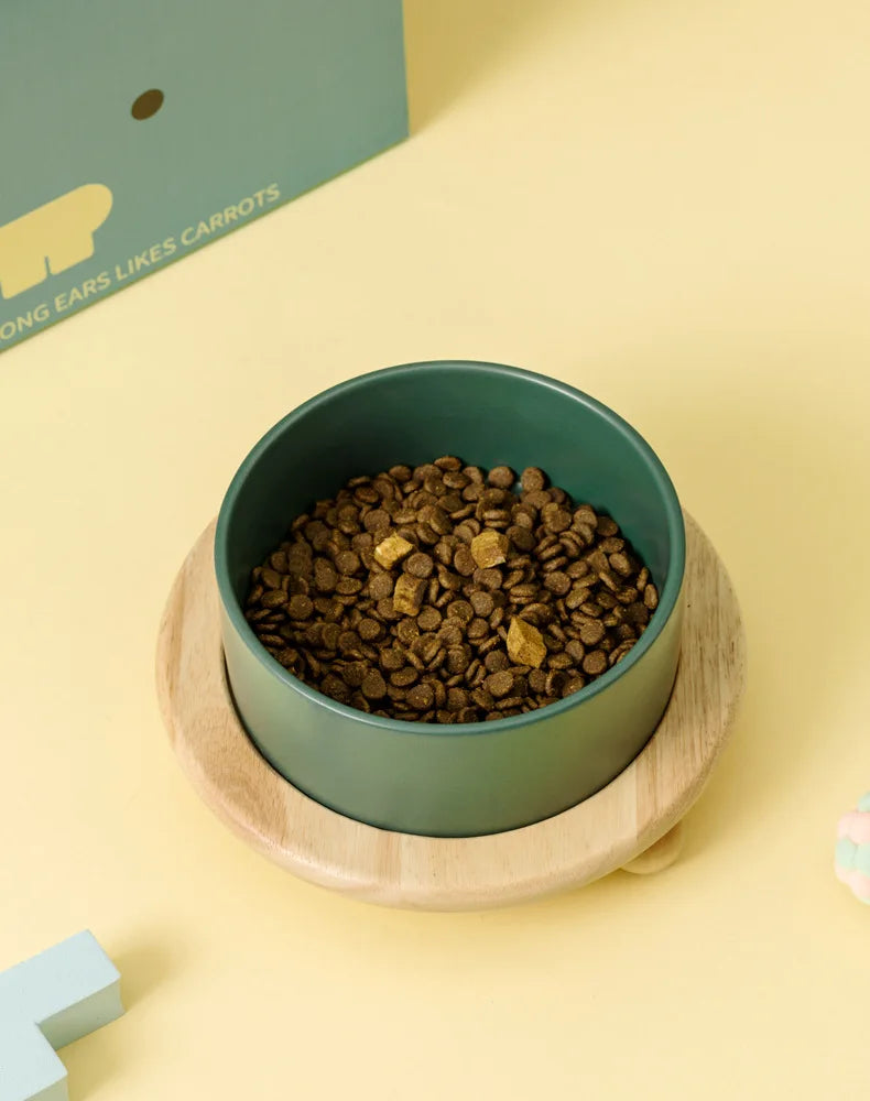 Elevated Pet Bowl with Wood Stand (400/850ml)