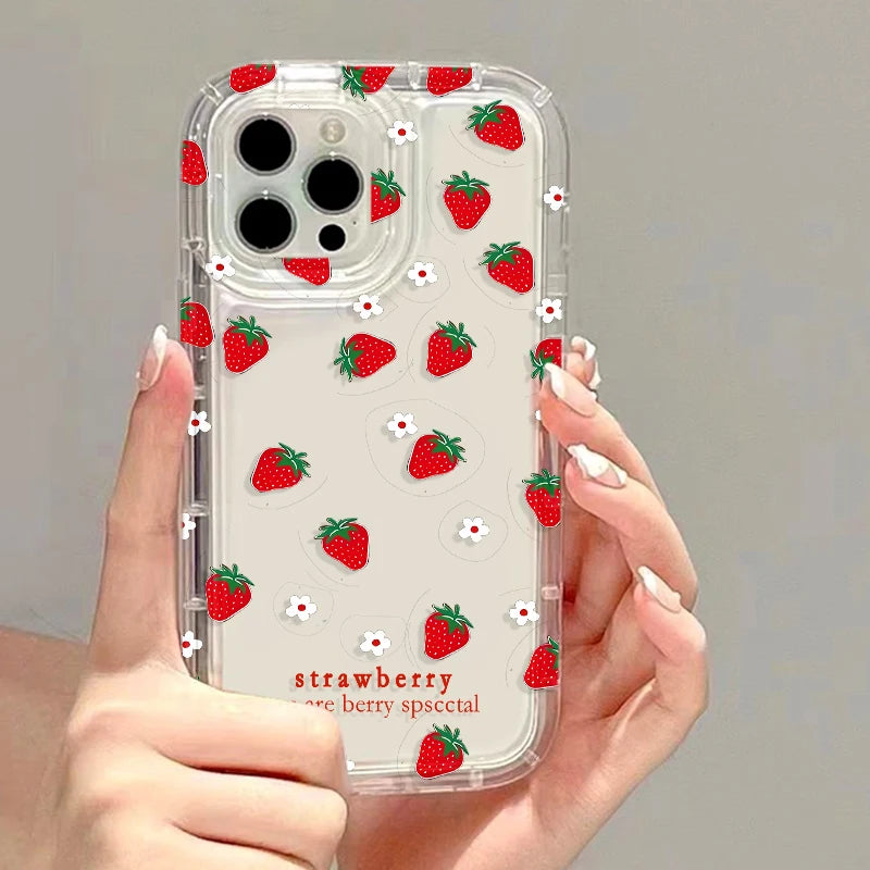 Cute Cherry Phone Case For iPhone 17 15 16 13 11 12 14 Pro Max 7 8 Plus Air 16e XR SE 2022 Shockproof Soft Clear Cover Coque