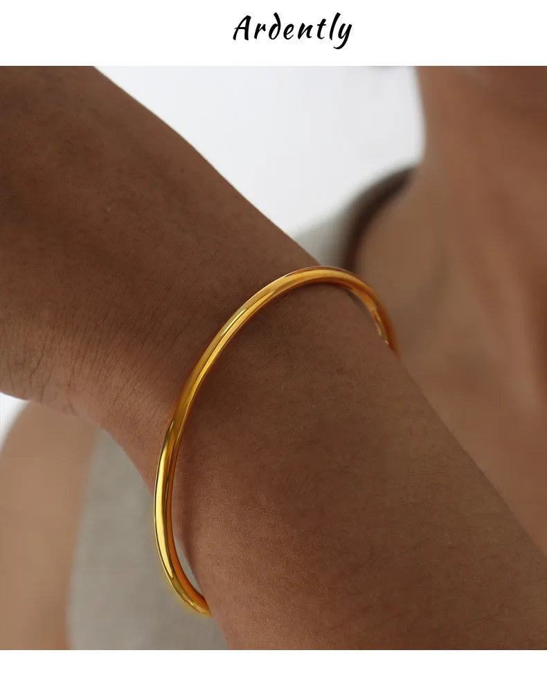 3 Pieces/lot Non Fading Stainless Steel Bracelet Bangles For Women Simple Style Gold Plated Waterproof Women's Bracelets Bangle