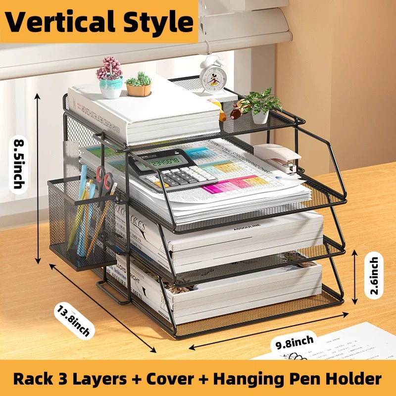 A4 Desk Paper Organizer – Metal Mesh Tray