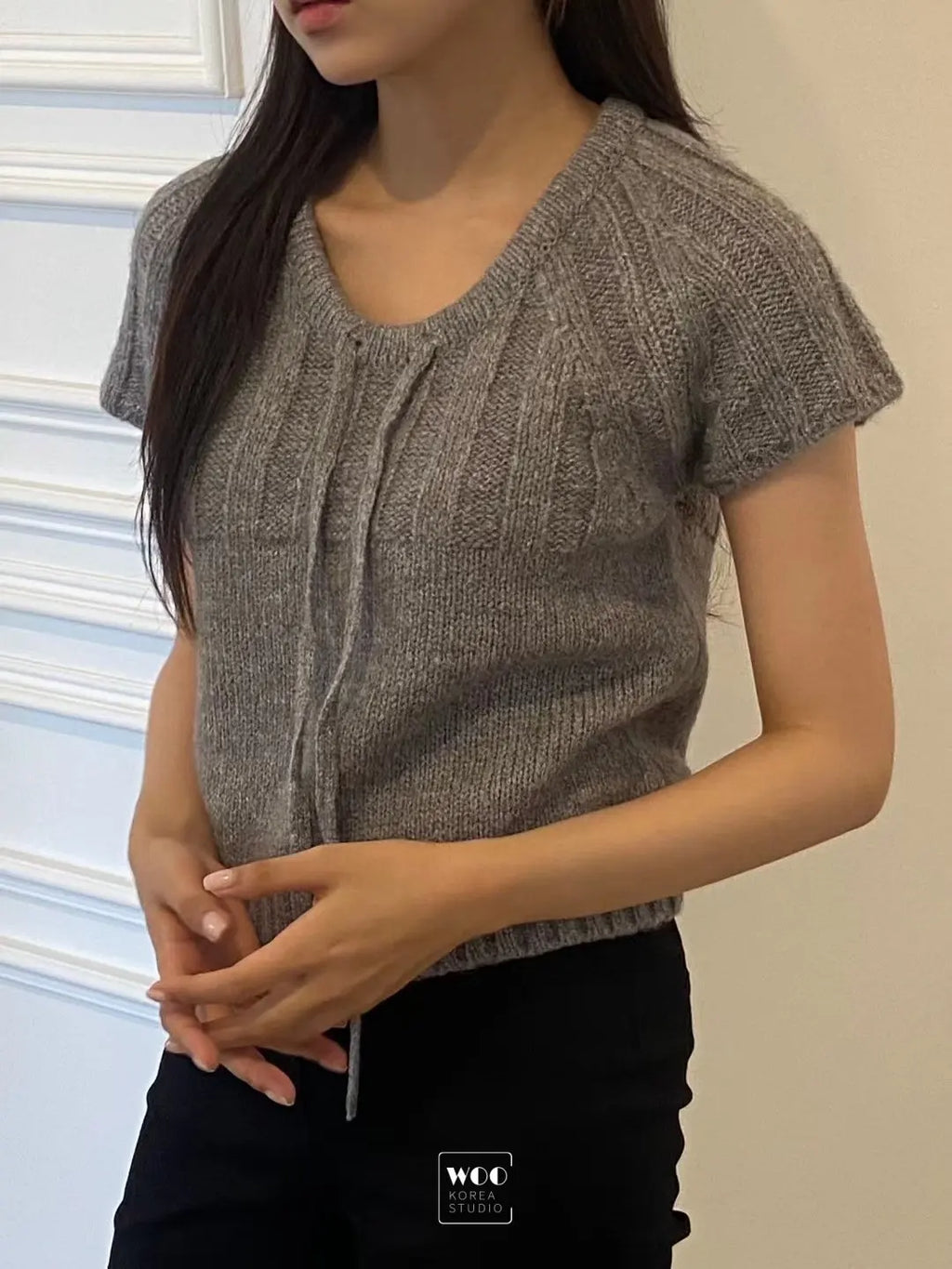 Loose ort Sve Knitted Sweater Women's Dstring Knot  Knot Overhead Sweatirt Casual Sle Online Exclusive