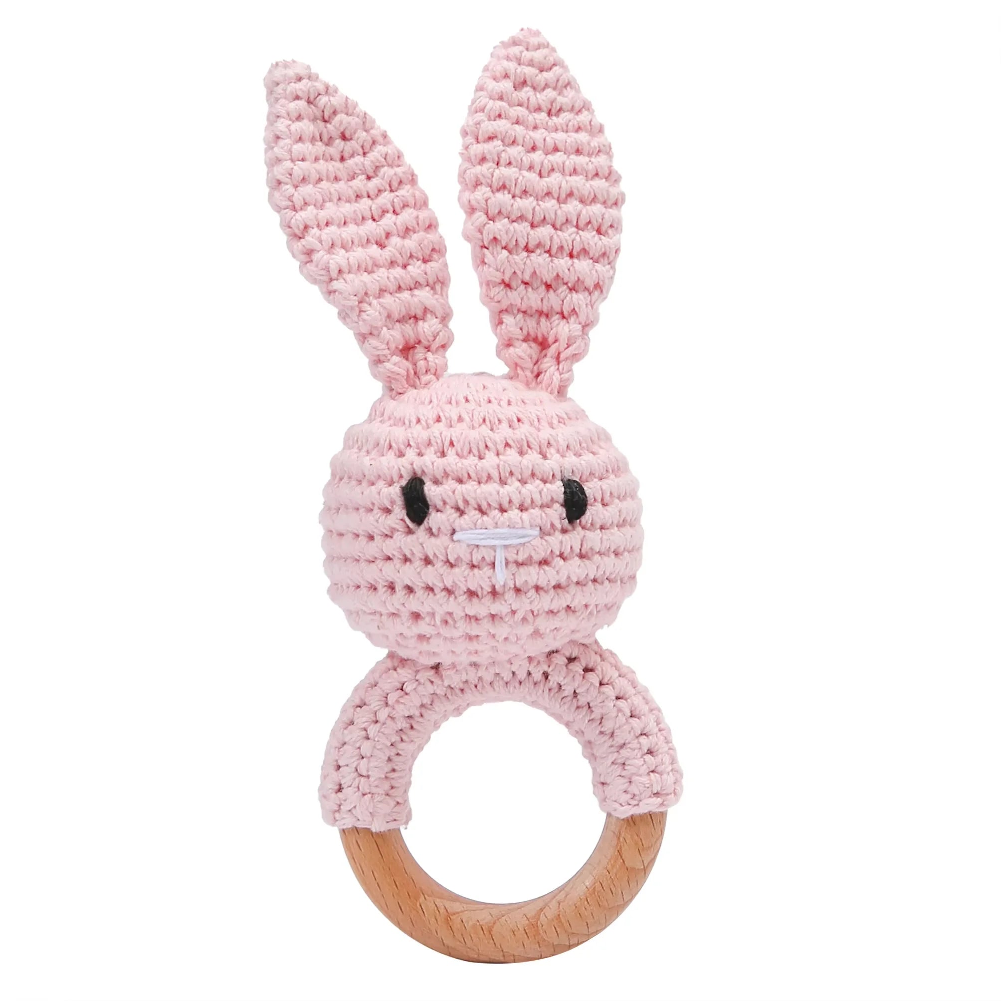 Baby Crochet Rattle & Wooden Teether – Rabbit Toy