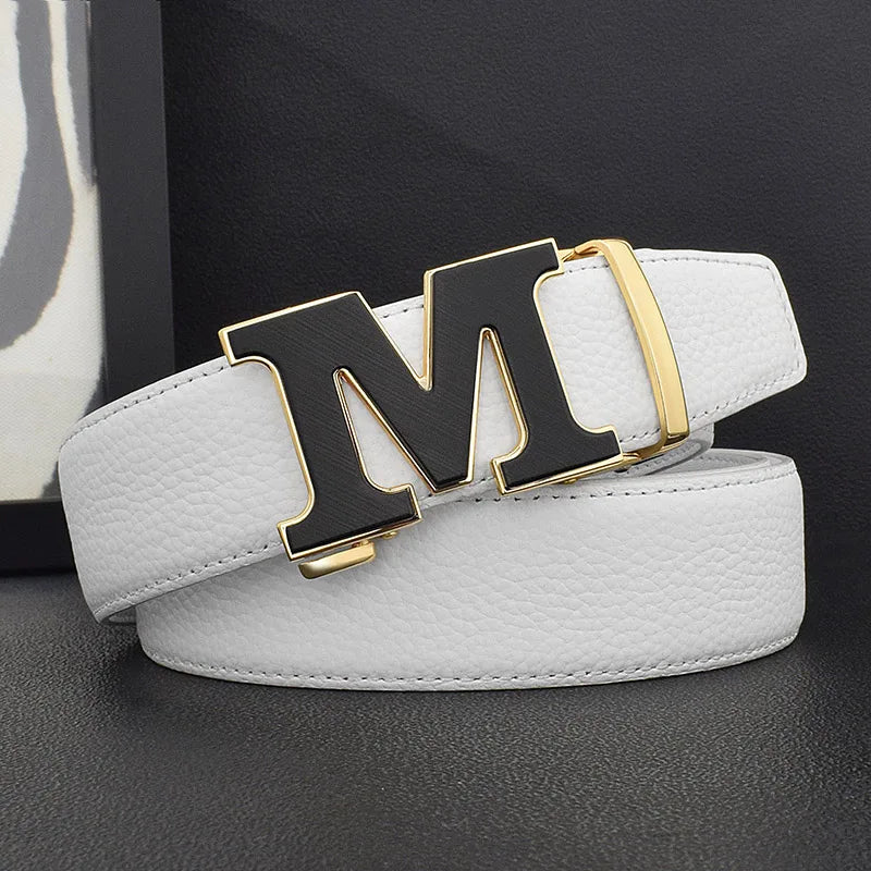 Men’s Luxury White Leather Belt