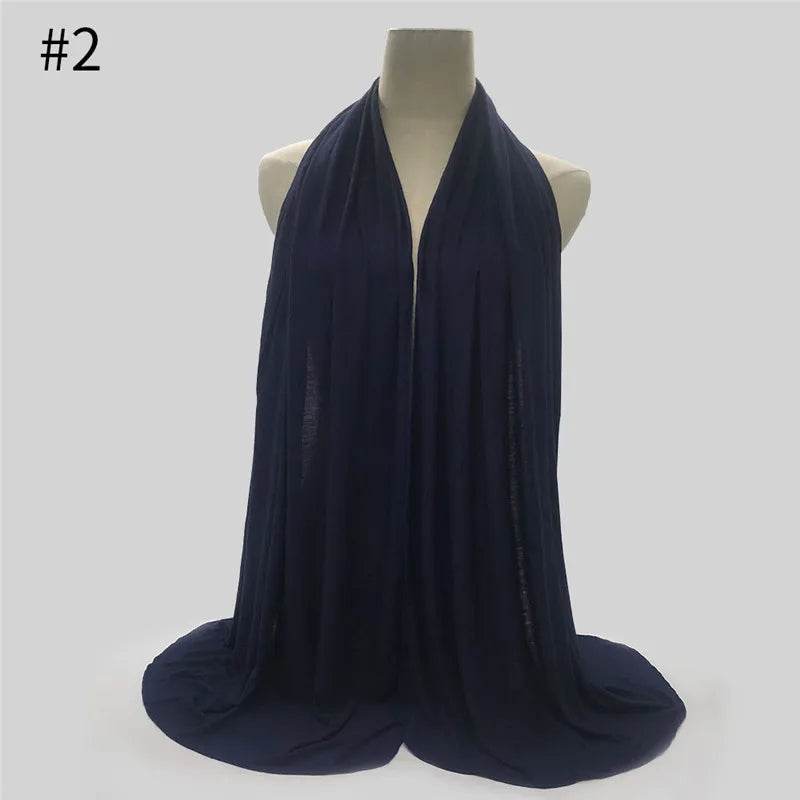 28Color Modal Cotton Jersey Hijab Scarf Ramadan Long Muslim Shawl Plain Solid Soft Turban Wraps For Women Headband
