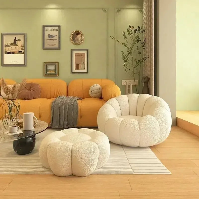 Lazy Pumpkin Sofa Nordic Style Single Sofa Chair EPS Particle Filling Soft Comfortable Home Living Room Balcony Bedroom Sofa Set