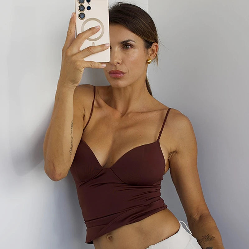 HXAO Sexy Women Corset Slip Top Summer Burgundy Tanks & Camis Elegant Sleeveless Backless Cup Top Spandex Nylon Bustier Camisole