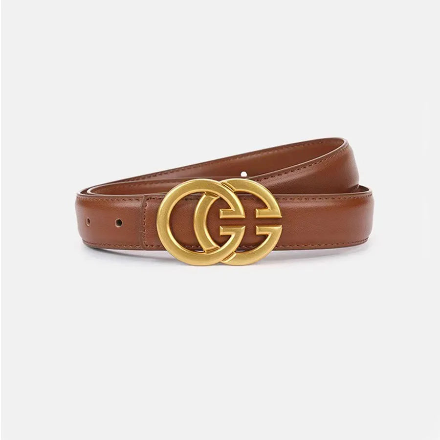 1 Fashionable Solid Color Gg Belt with Casual Metal Buckle Decoration, Suitable for Women's Dresses, Suits, Jeans, Versatile Clothing Accessory Belt