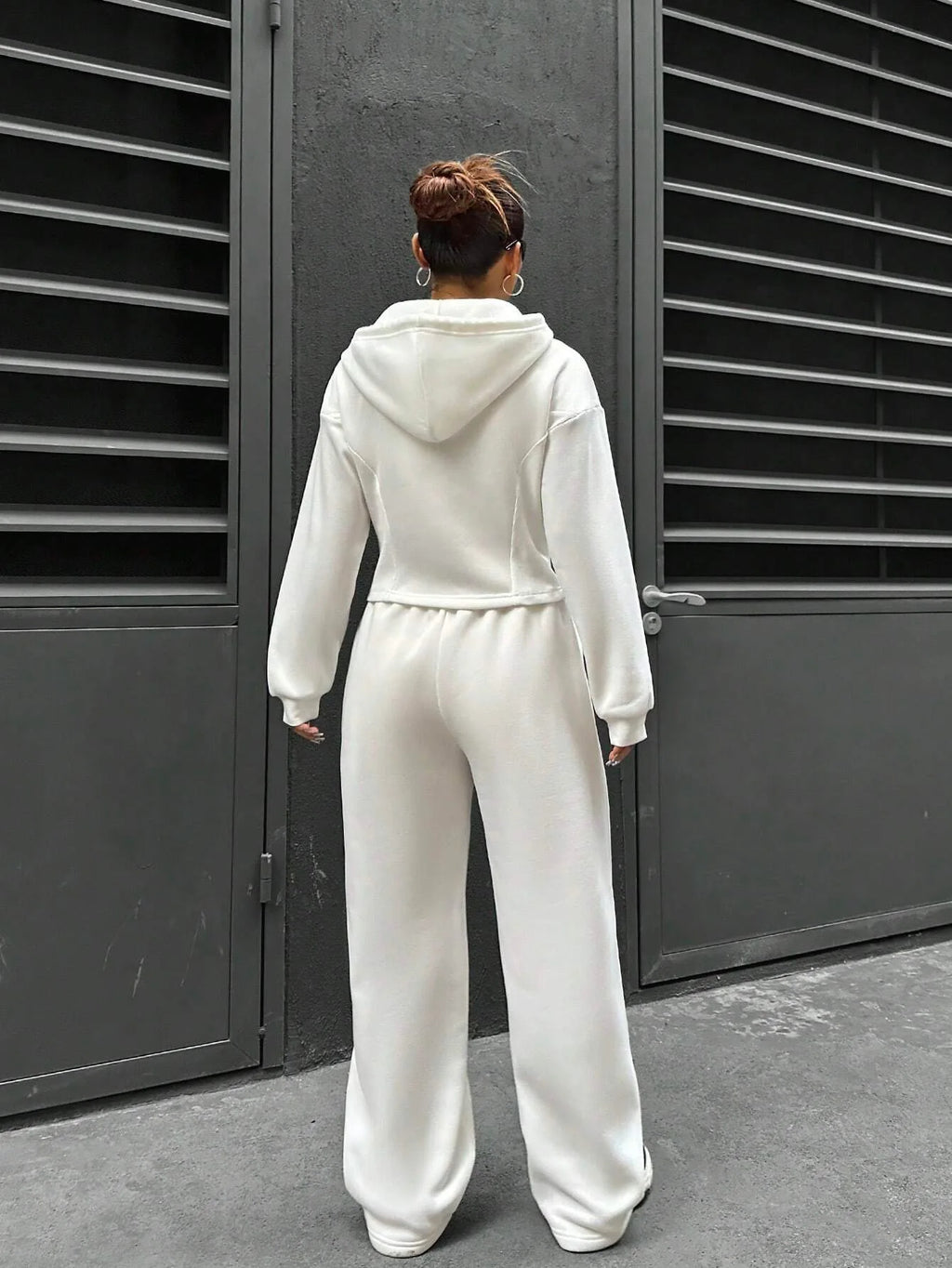 Sweatshirt Two-piece Set Women's Casual Sports Suit Spring Autumn Zip-up Slim Hoodies Short Coat Straight Trousers 2-piece Sets