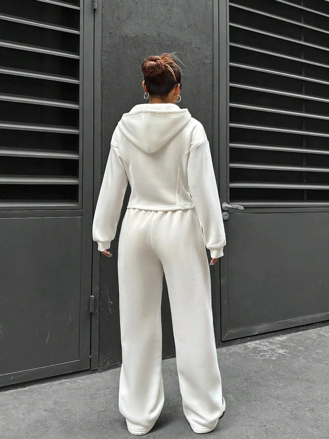 Sweatshirt Two-piece Set Women's Casual Sports Suit Spring Autumn Zip-up Slim Hoodies Short Coat Straight Trousers 2-piece Sets
