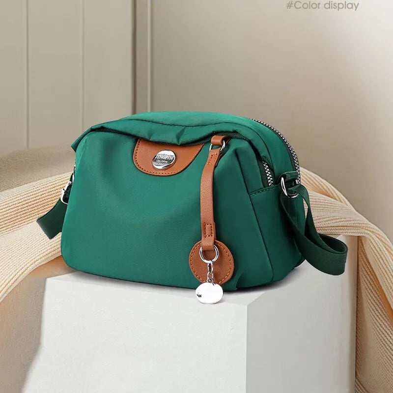 Women’s Waterproof Nylon Crossbody Bag – Large Capacity Casual Solid Color Messenger Shoulder Bag