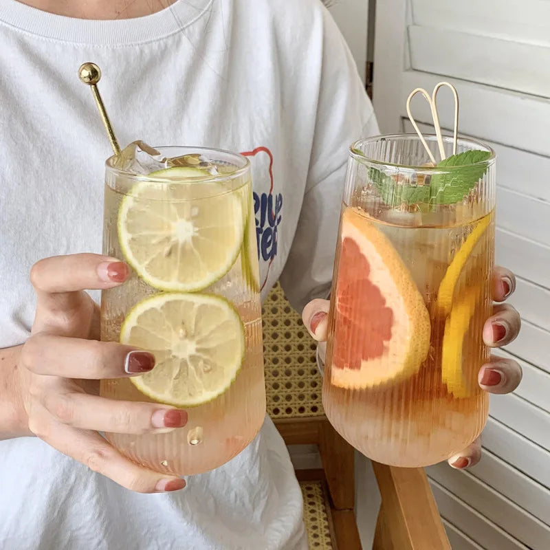 Striped Glass Drinking Cup