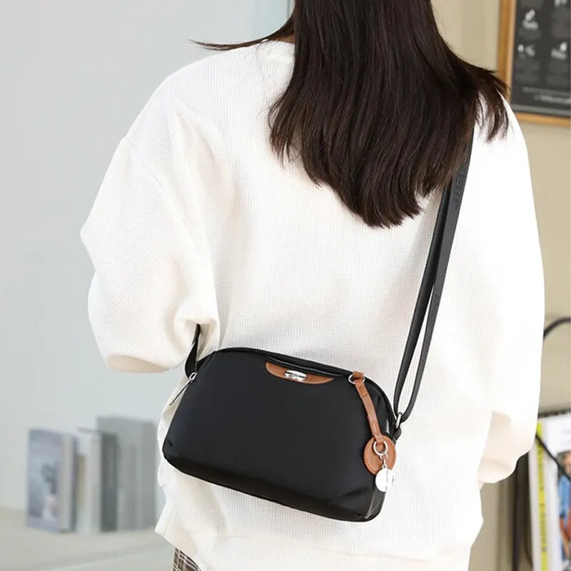 Women’s Waterproof Nylon Crossbody Bag – Large Capacity Casual Solid Color Messenger Shoulder Bag