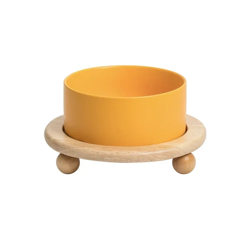 Elevated Pet Bowl with Wood Stand (400/850ml)