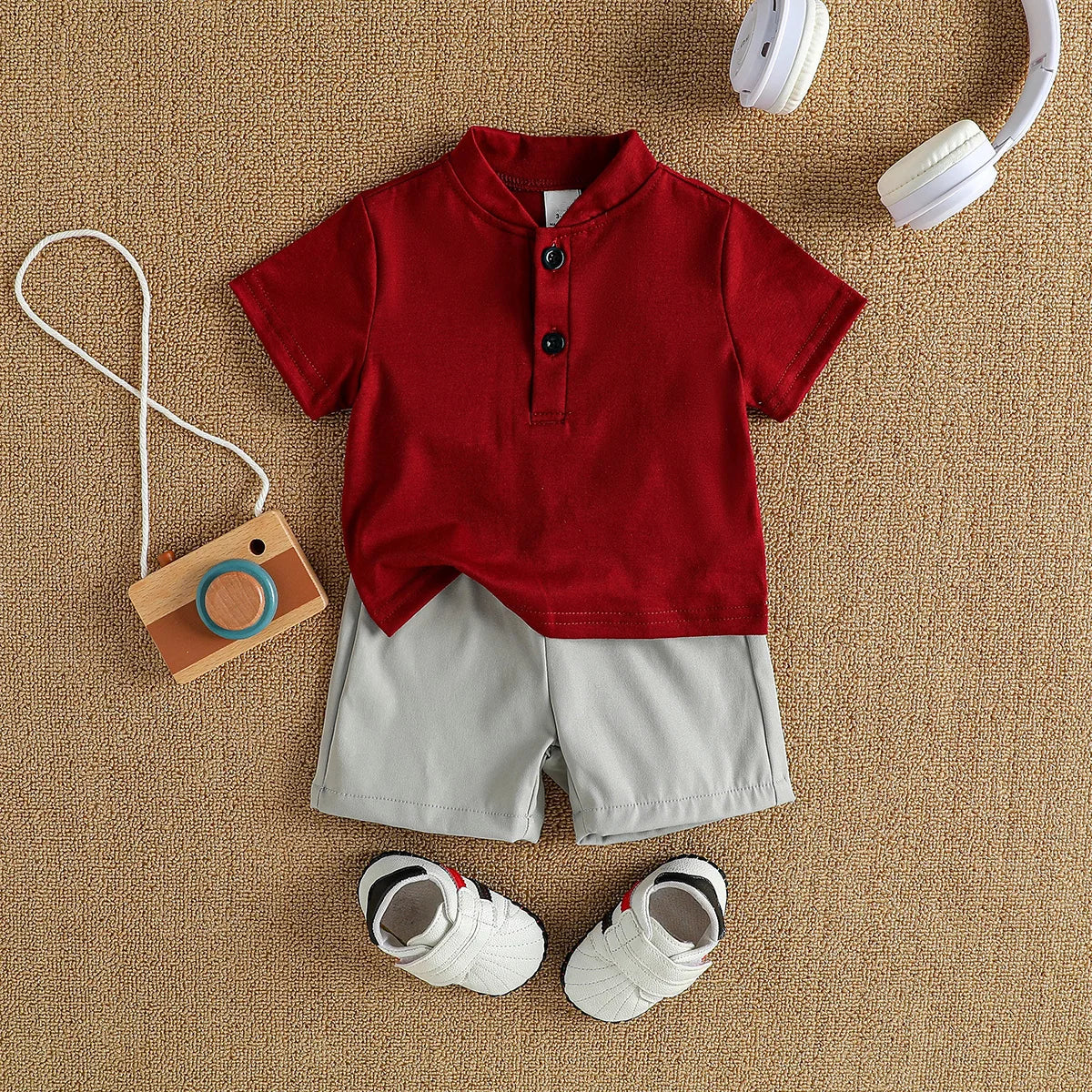 Baby Boys Summer Outfit – Short Sleeve Tee & Vest Set