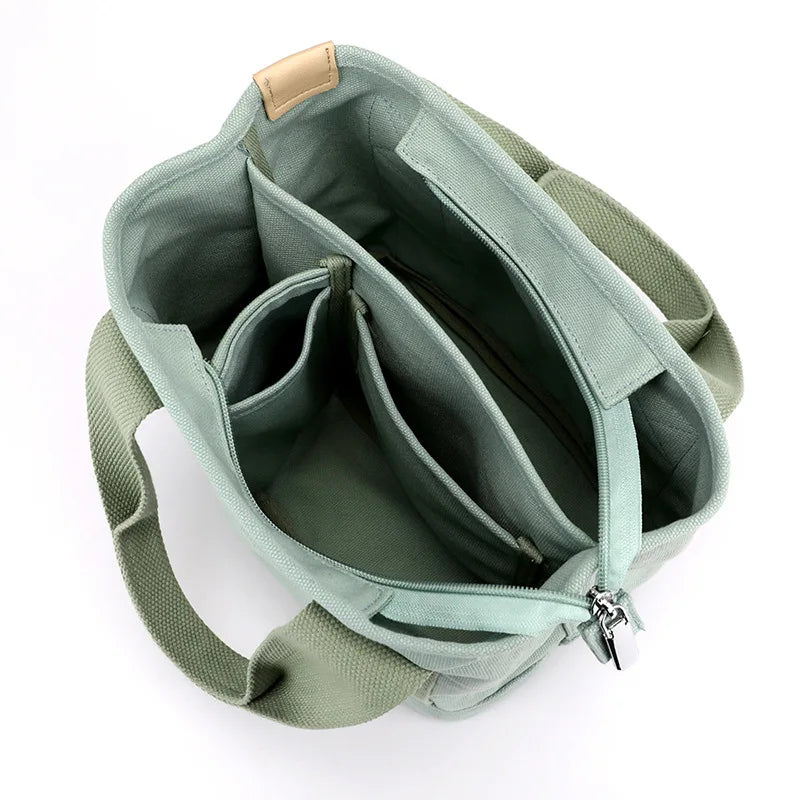 Xierya Women’s Small Canvas Shoulder Bag – Stylish Zippered Mobile Phone Bucket Tote