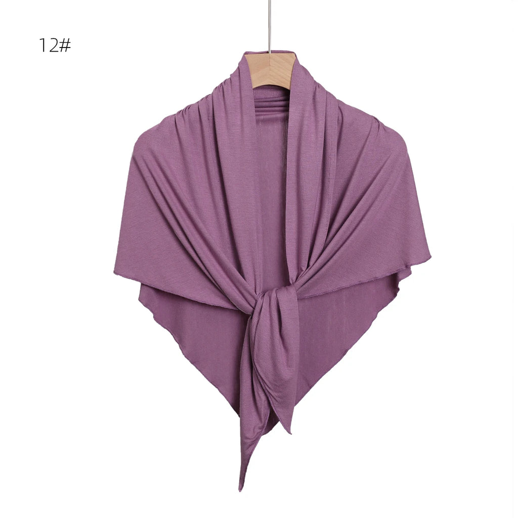 2024 New Solid Color Soft Modal Triangle Scarf Hijab Elastic Mercerized Cotton Wrap for Muslim Woman Hot Sale Headscarf