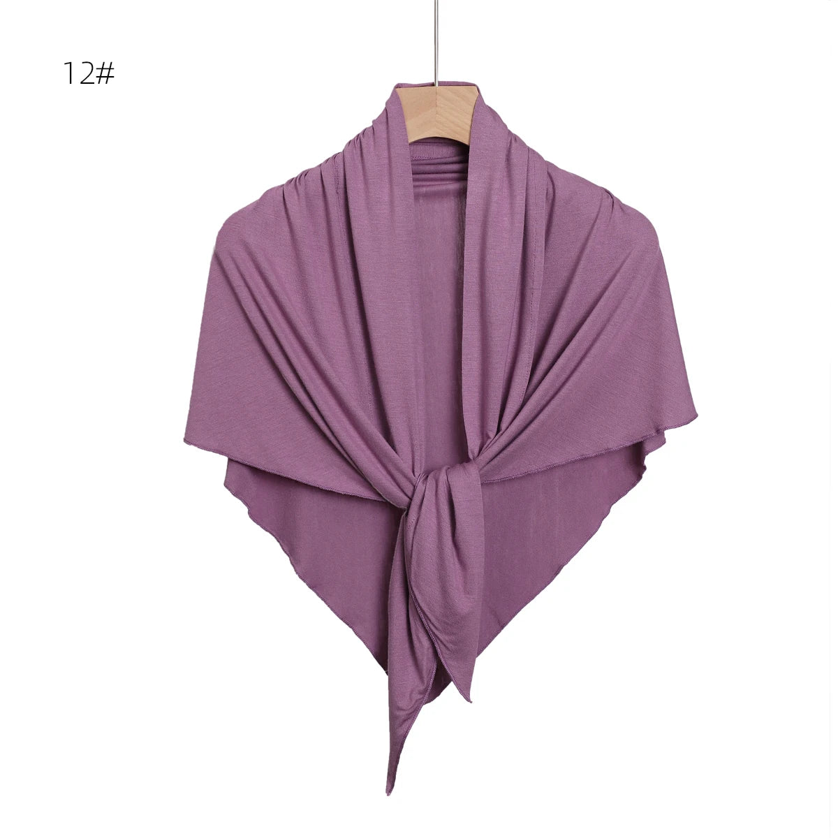 2024 New Solid Color Soft Modal Triangle Scarf Hijab Elastic Mercerized Cotton Wrap for Muslim Woman Hot Sale Headscarf