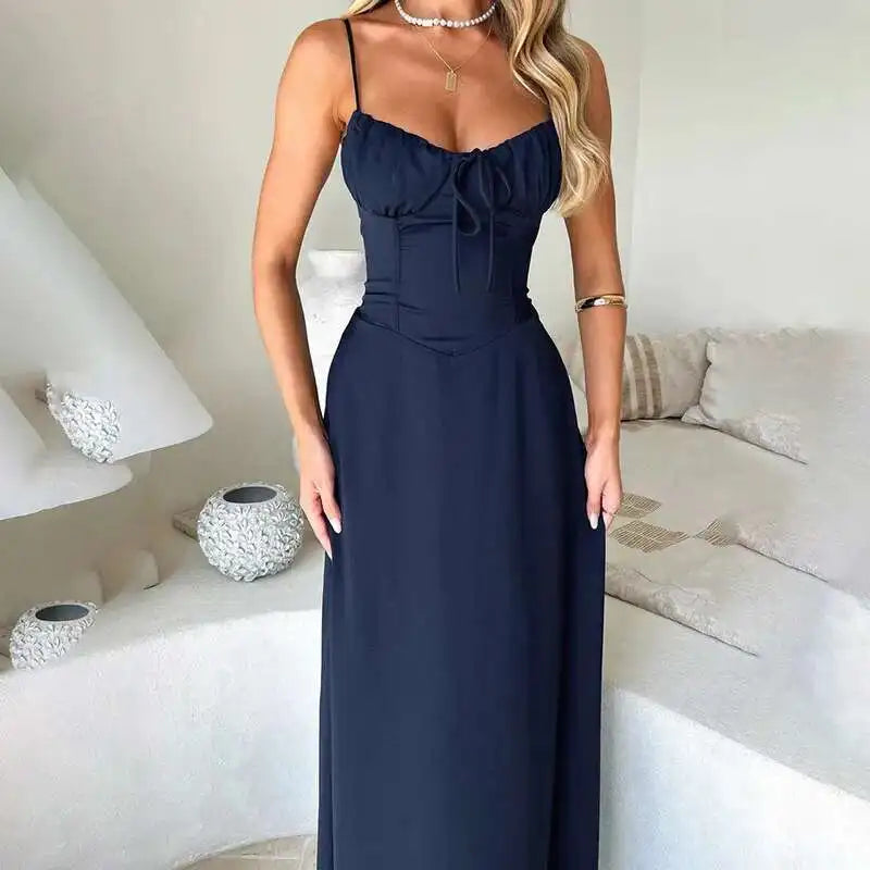 Townlike Elegant Maxi Long Waist Wrap A-line Dress Women Spaghetti Strap 2024 Spring Summer Dress Backless Sexy Party Dresses
