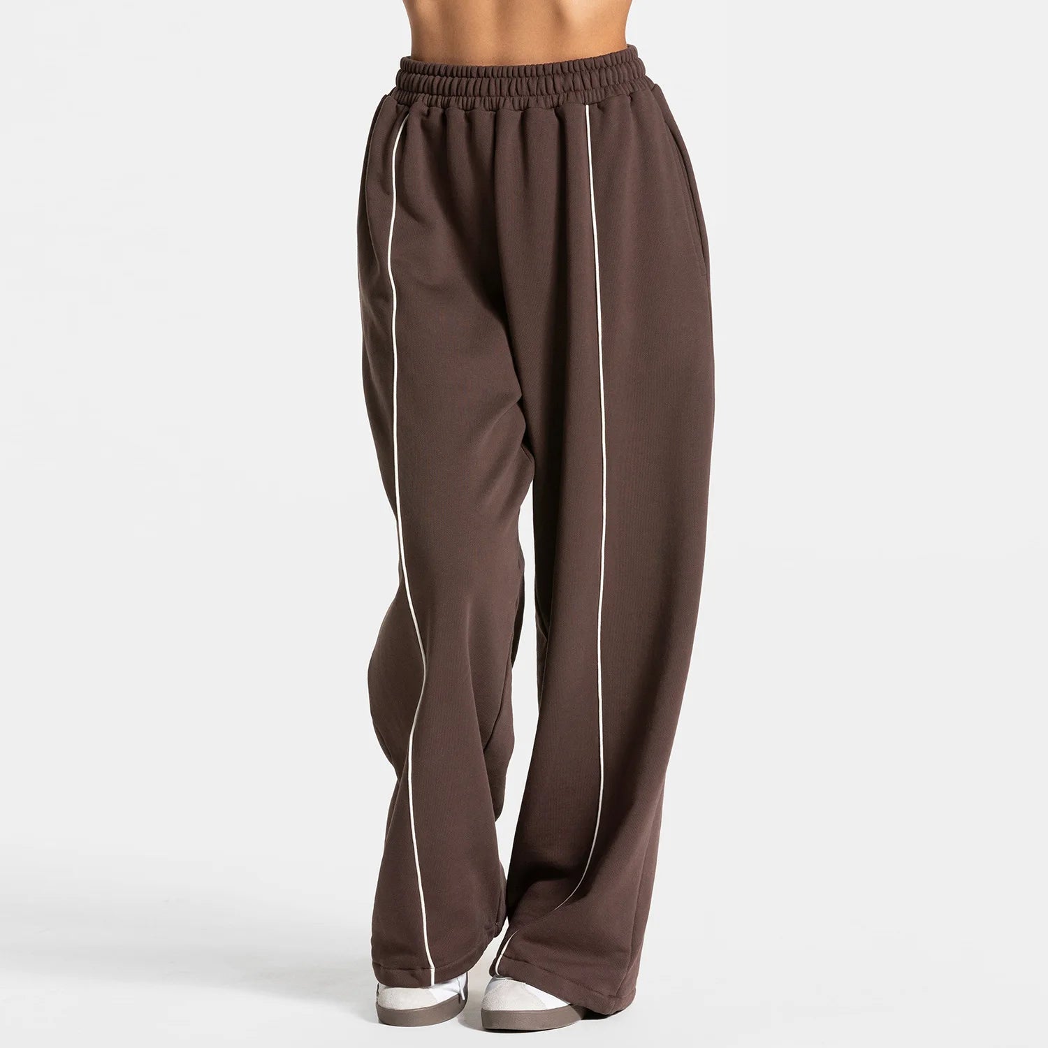 Straight-leg Yoga Sports Trousers Womens Spring Summer Versatile Solid Color Wide-leg Elastic High-waist Fitness Sports Trousers
