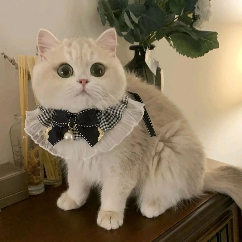 Silk Pet Collar with Bow & Bell – Princess Style