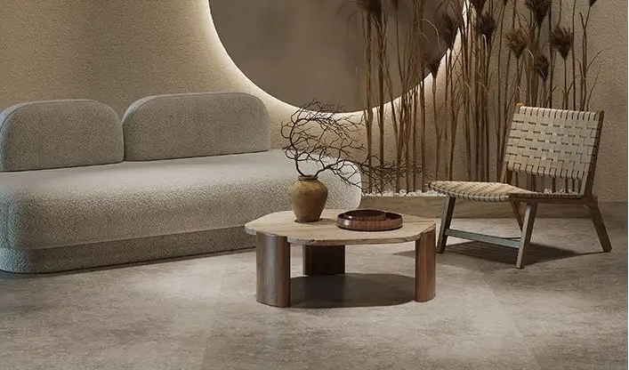 Solid wood travertine coffee table small tea small apartment living room household round balcony special-shaped rock slab Intern