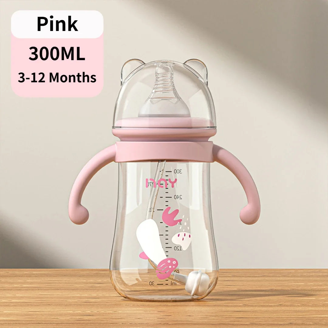 300ML Baby Bottle Set – PP Bottle with Handle & Silicone Pacifier